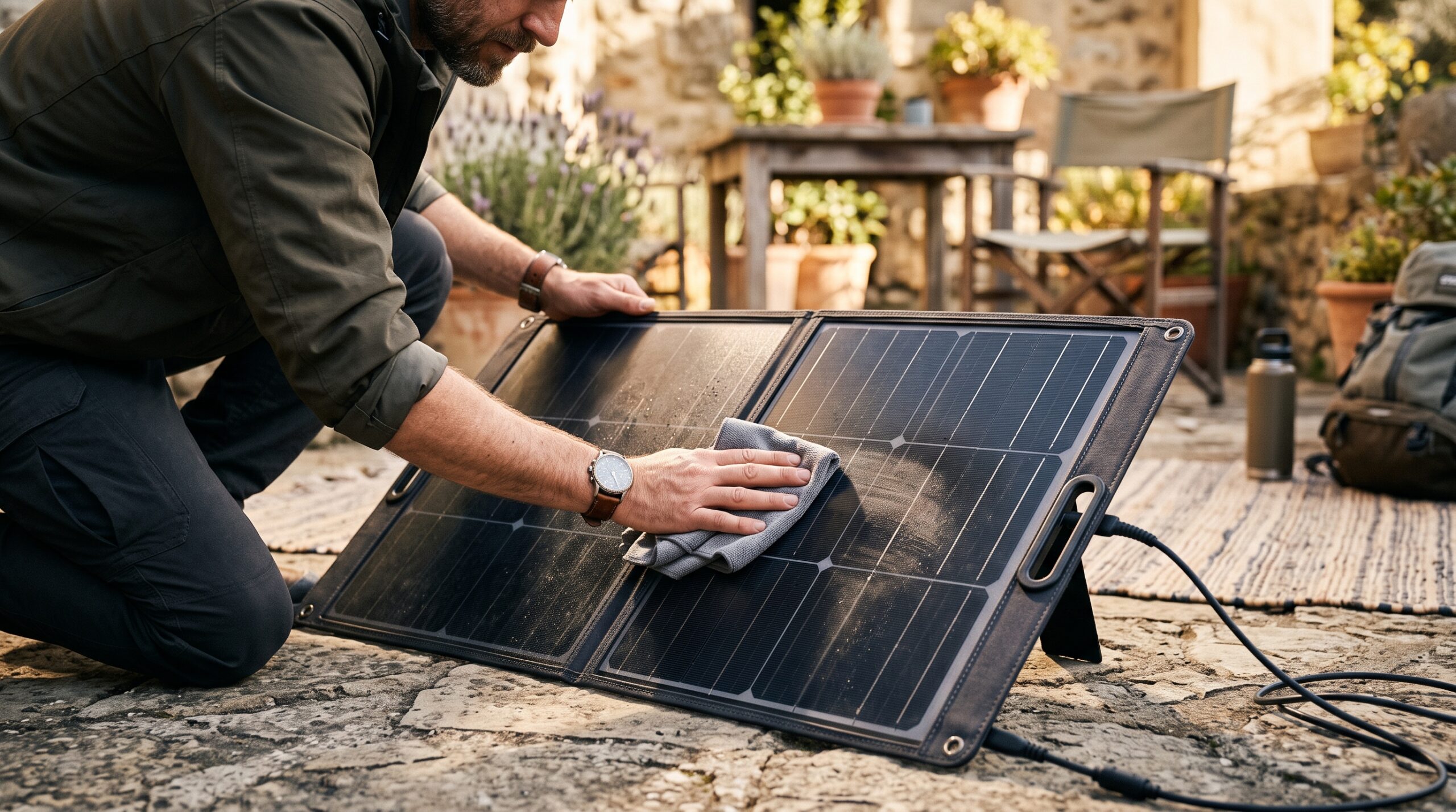 How to Clean Solar Panels (Portable + Rooftop)